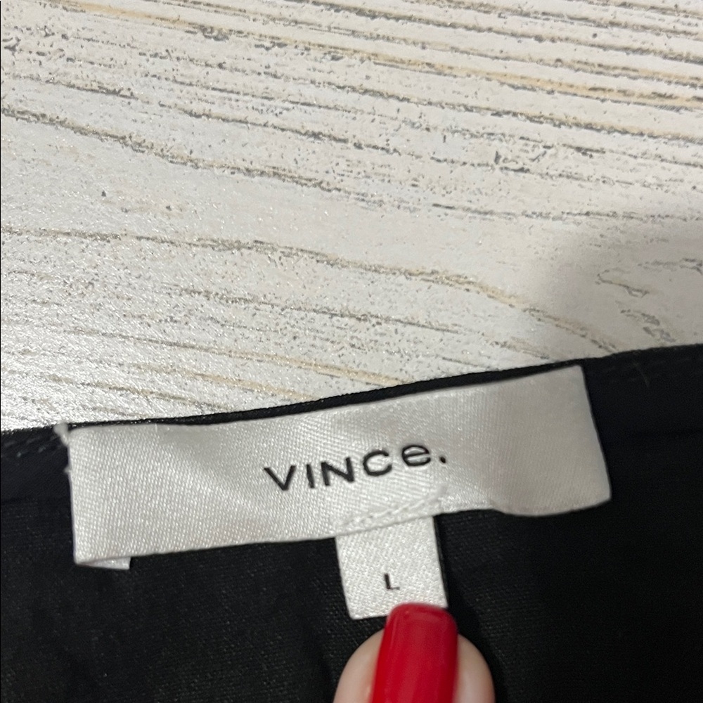 Vince Black Linen Blend Boxy Short Sleeve Women's Top Size Large - Picture 4 of 9